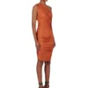 RICK OWENS FW25 CONCORDIANS AMIRA-KLÄNNING I ORANGE SATINVISKOSJERSEY. LI02E3526JVS-153