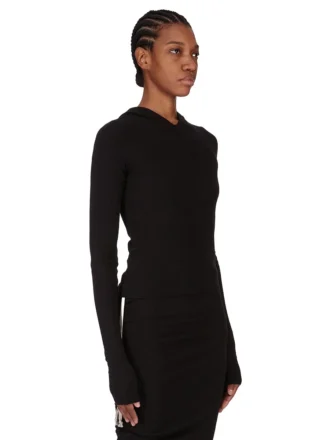 RICK OWENS FW25 CONCORDIANS BESKRIVD RIBBDRUCKAD T-SHIRT I SVART RAININO RIB-TRÖJA. RP02E4210RJR-09