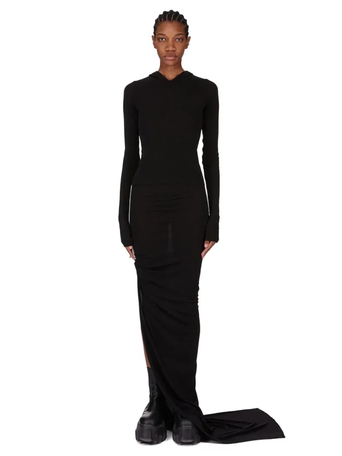 RICK OWENS FW25 CONCORDIANS BESKRIVD RIBBDRUCKAD T-SHIRT I SVART RAININO RIB-TRÖJA. RP02E4210RJR-09