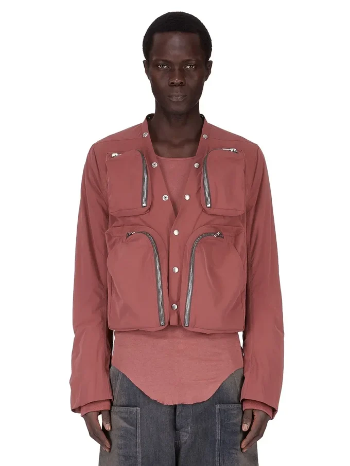 RICK OWENS FW25 CONCORDIANS CARGO JKT I MATT NYLON I ROSEWOOD. RU02E1762MT-13