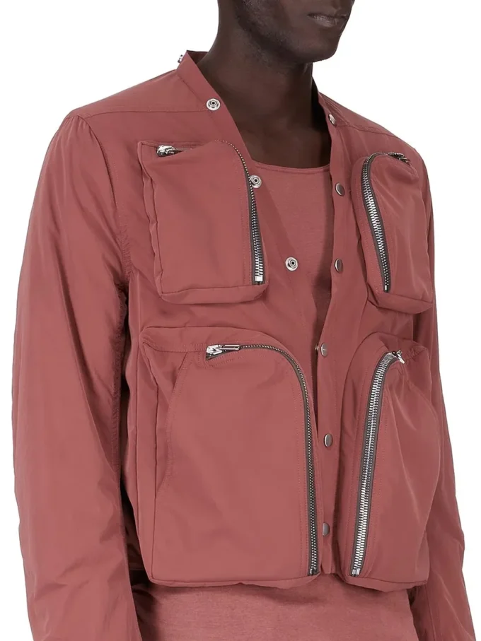 RICK OWENS FW25 CONCORDIANS CARGO JKT I MATT NYLON I ROSEWOOD. RU02E1762MT-13