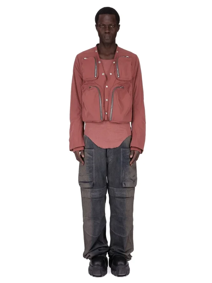 RICK OWENS FW25 CONCORDIANS CARGO JKT I MATT NYLON I ROSEWOOD. RU02E1762MT-13