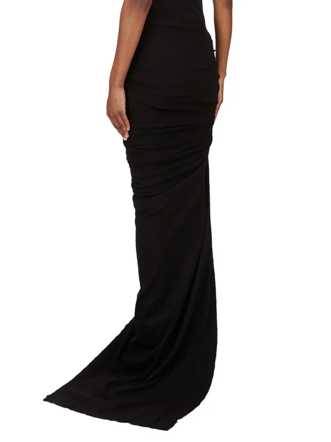 RICK OWENS FW25 CONCORDIANS EDFU-KJOL I SVART DUBBELBORSTAD JERSEY DS02E7337JDB-09