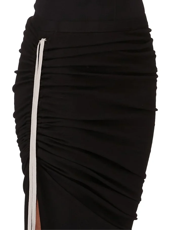 RICK OWENS FW25 CONCORDIANS EDFU-KJOL I SVART DUBBELBORSTAD JERSEY DS02E7337JDB-09