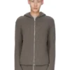 RICK OWENS FW25 CONCORDIANS FÖRKOLLEKTION HOODIE MED DRAGKEDJA I DUST LAS PALMAS KASHMERESTICKNING. RU02E1666KLWS-34