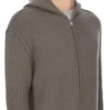 RICK OWENS FW25 CONCORDIANS FÖRKOLLEKTION HOODIE MED DRAGKEDJA I DUST LAS PALMAS KASHMERESTICKNING. RU02E1666KLWS-34