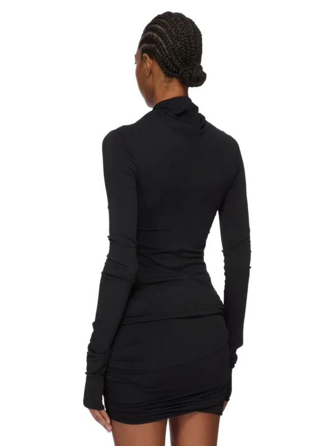 RICK OWENS FW25 CONCORDIANS KAIRO LS-TOPP I SVART VISKOS-CREPEJERSEY LI02E3212CVI-09