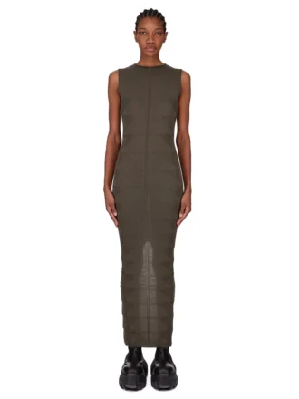 RICK OWENS FW25 CONCORDIANS LINNEKLÄNNING MED MOTIVO I LÄTT RASATO-STICKNING I BOSCO RP02E4676MLK-25