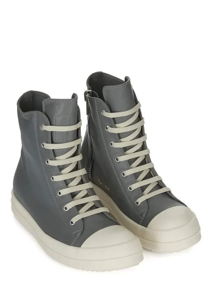 RICK OWENS FW25 CONCORDIANS SNEAKERS I TÄTTAT INDIGO/MJÖLK/MJÖLK FULLGRAIN COW LÄDER RP02E4890LCO-0611