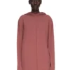 RICK OWENS FW25 CONCORDIANS ÖVERSTORAD HOODIE I LÄTT RASATO-STICKNING I ROSENRÄD. RP02E4613M-13