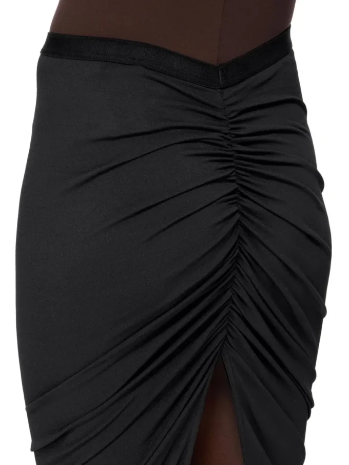 RICK OWENS LILIES FW25 CONCORDIANS EVA-KJOL I SVART VISKOS- OCH CREPEJERSEY LI02E3316CVI-09