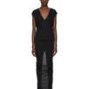 RICK OWENS LILIES FW25 CONCORDIANS EVA-KJOL I SVART VISKOS- OCH CREPEJERSEY LI02E3316CVI-09